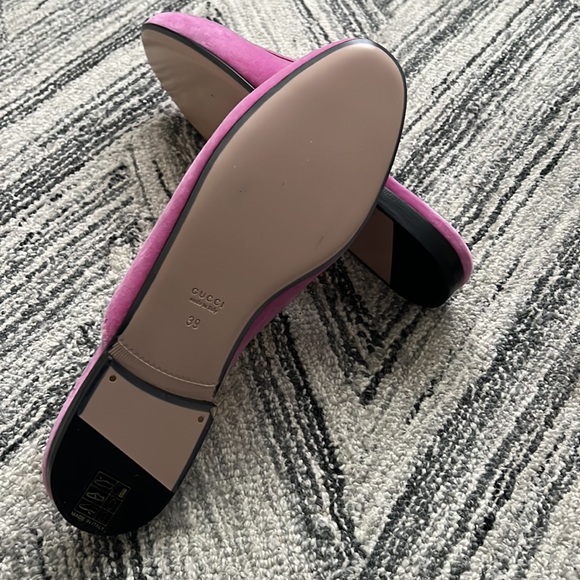 100% Authentic Gucci Horsebit Princetown Pink Velvet Mules Size 39 - Picture 3 of 5